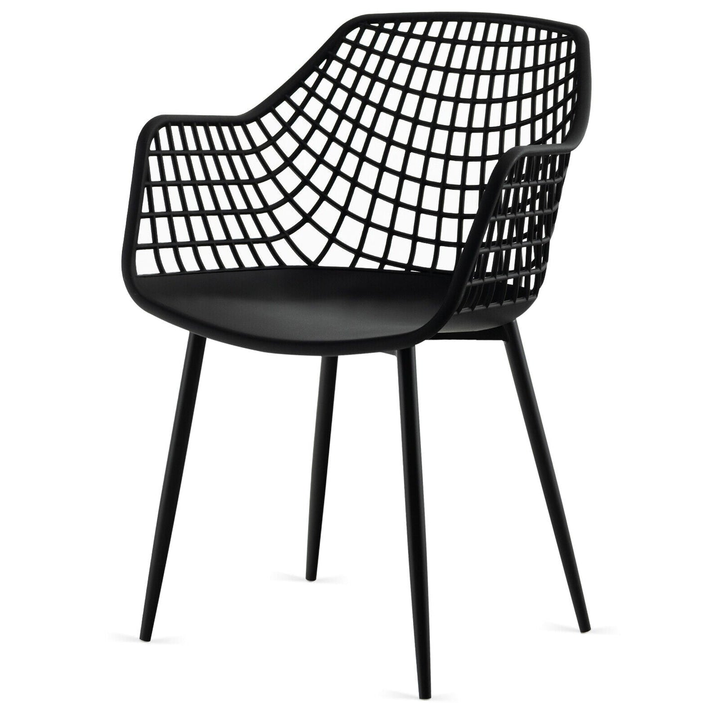 Set of 4 Heavy Duty Modern Dining Chair with Airy Hollow Backrest