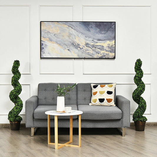 2 Pack 4 Feet Artificial Spiral Boxwood Topiary Indoor Outdoor Decor