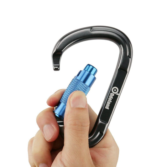 3-Pack: Auto Locking Rock Climbing Carabiner Clips Heavy Duty Caribeaners D-Shaped