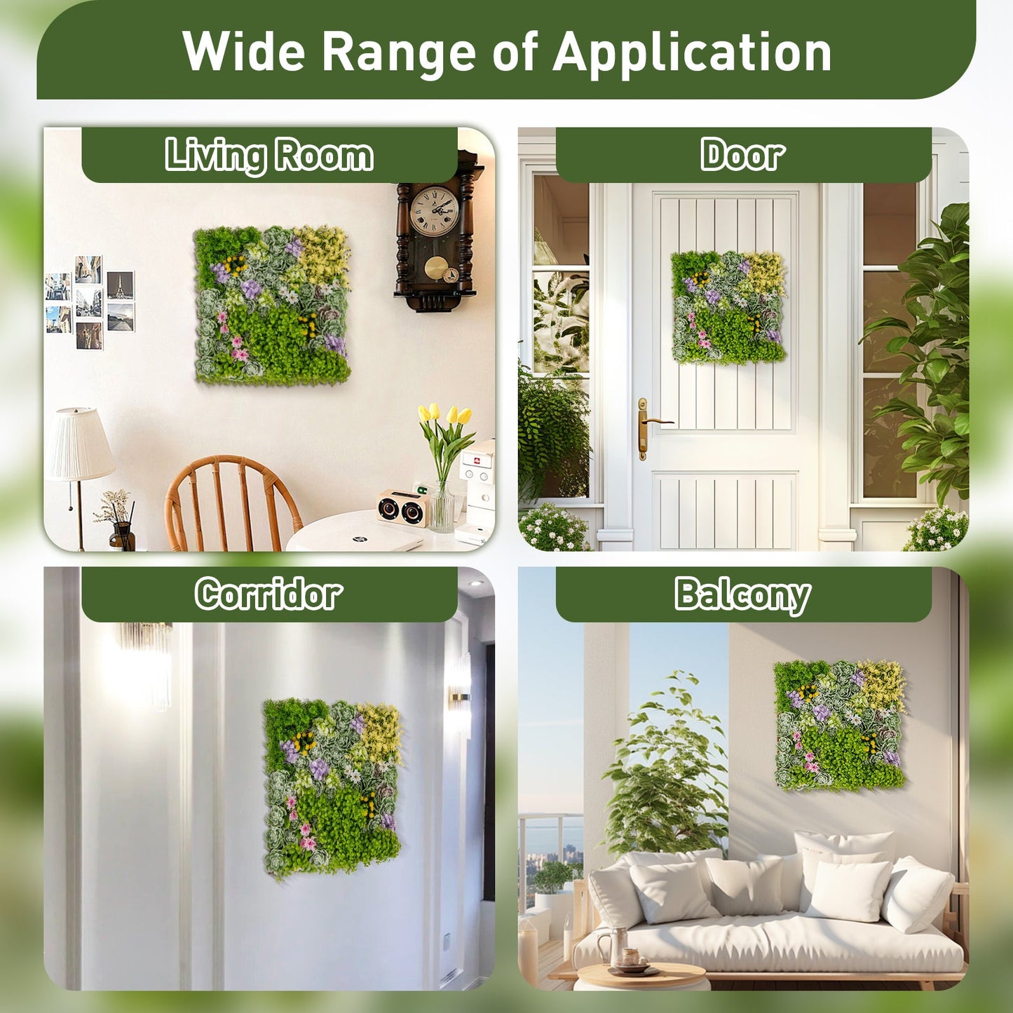20" x 20" 3D Hanging Succulents with 10 Types of Mixed Faux Plants for Balcony Home