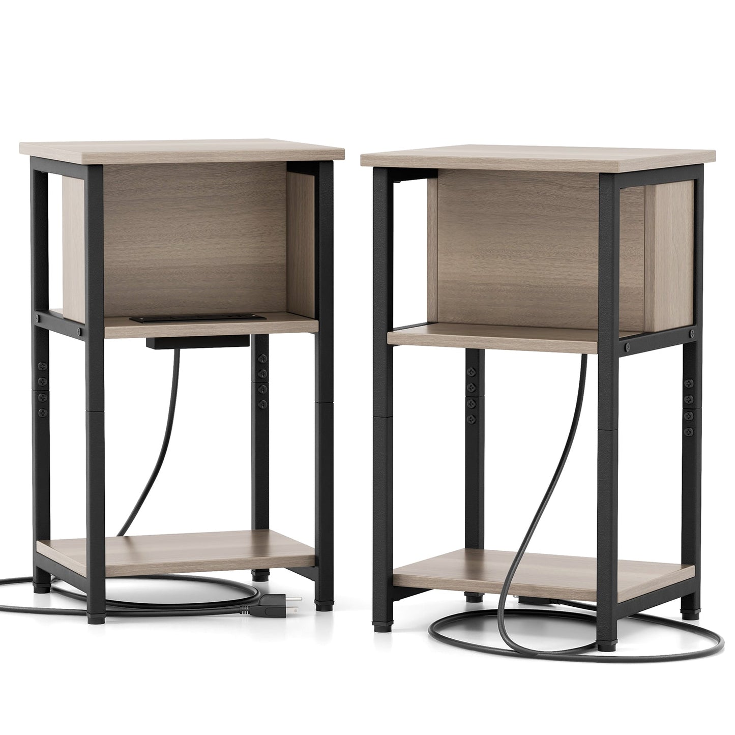 3-Tier End Table with USB Ports & Power Outlets