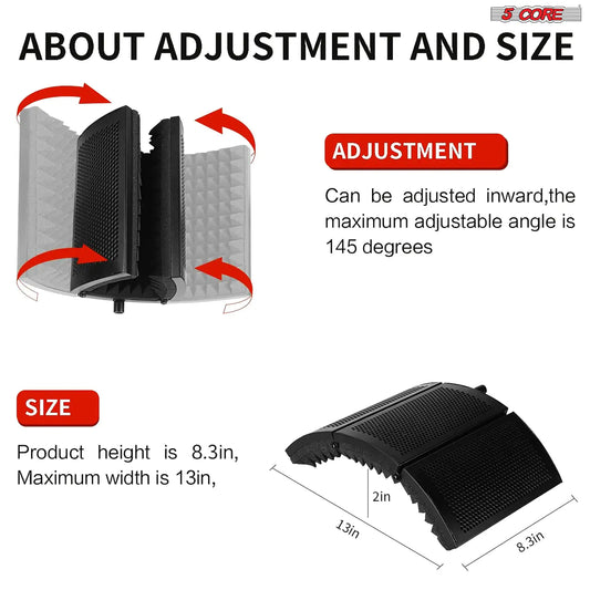 5Core Microphone Isolation Shield Foldable Mic Shield with 3 Sound Insulation Absorbing Foam
