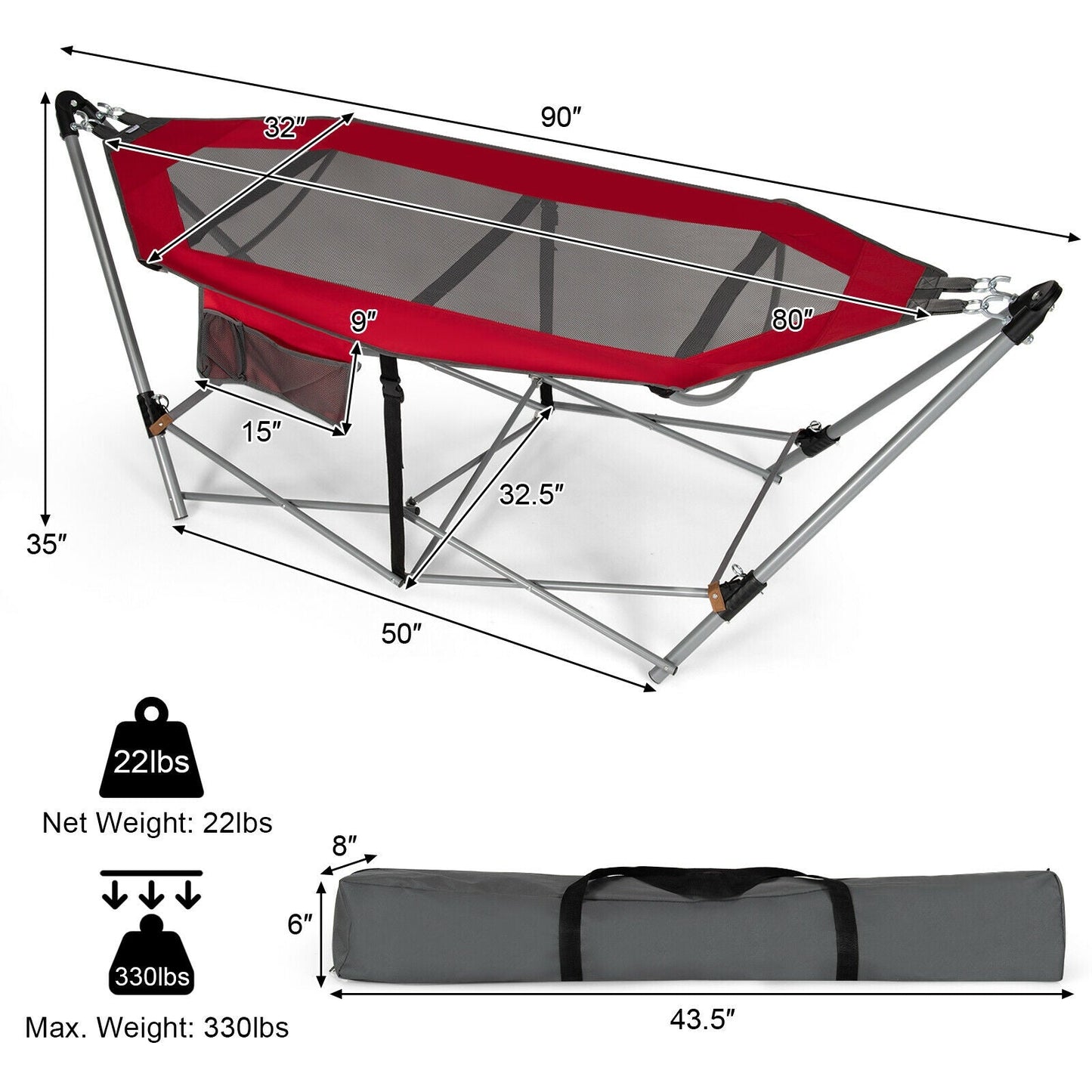 Portable Folding Hammock with Hammock Stand