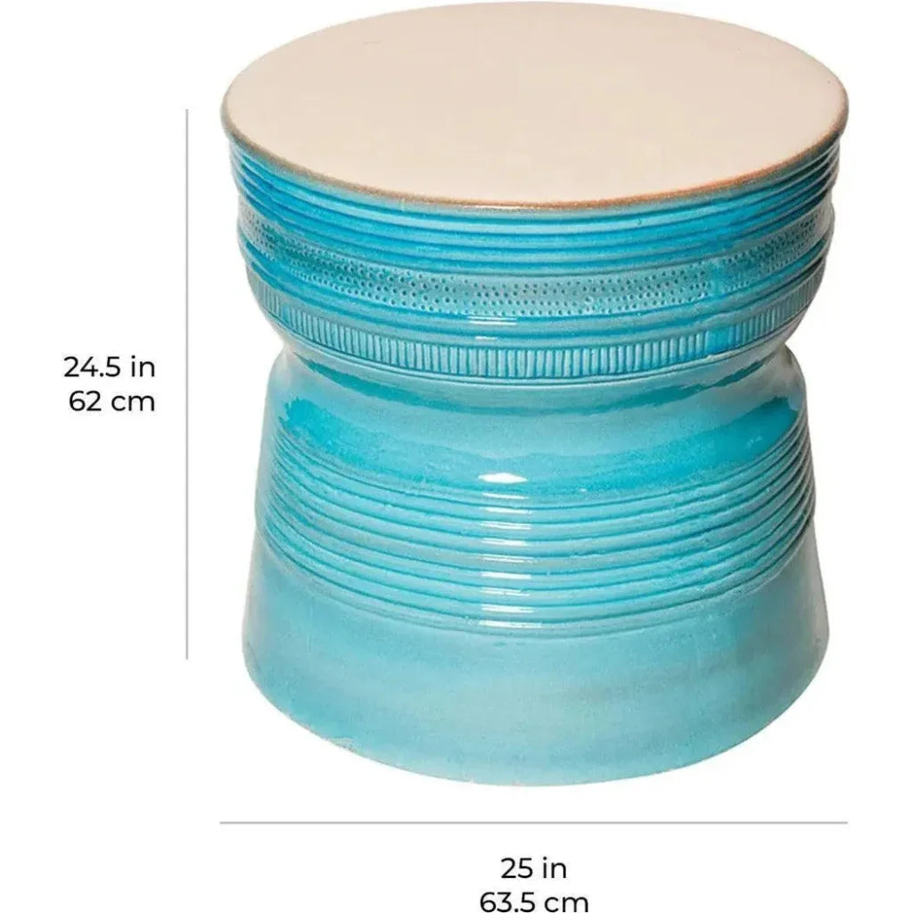 Ancaris Ring Accent Table - Navy Blue Outdoor End Table