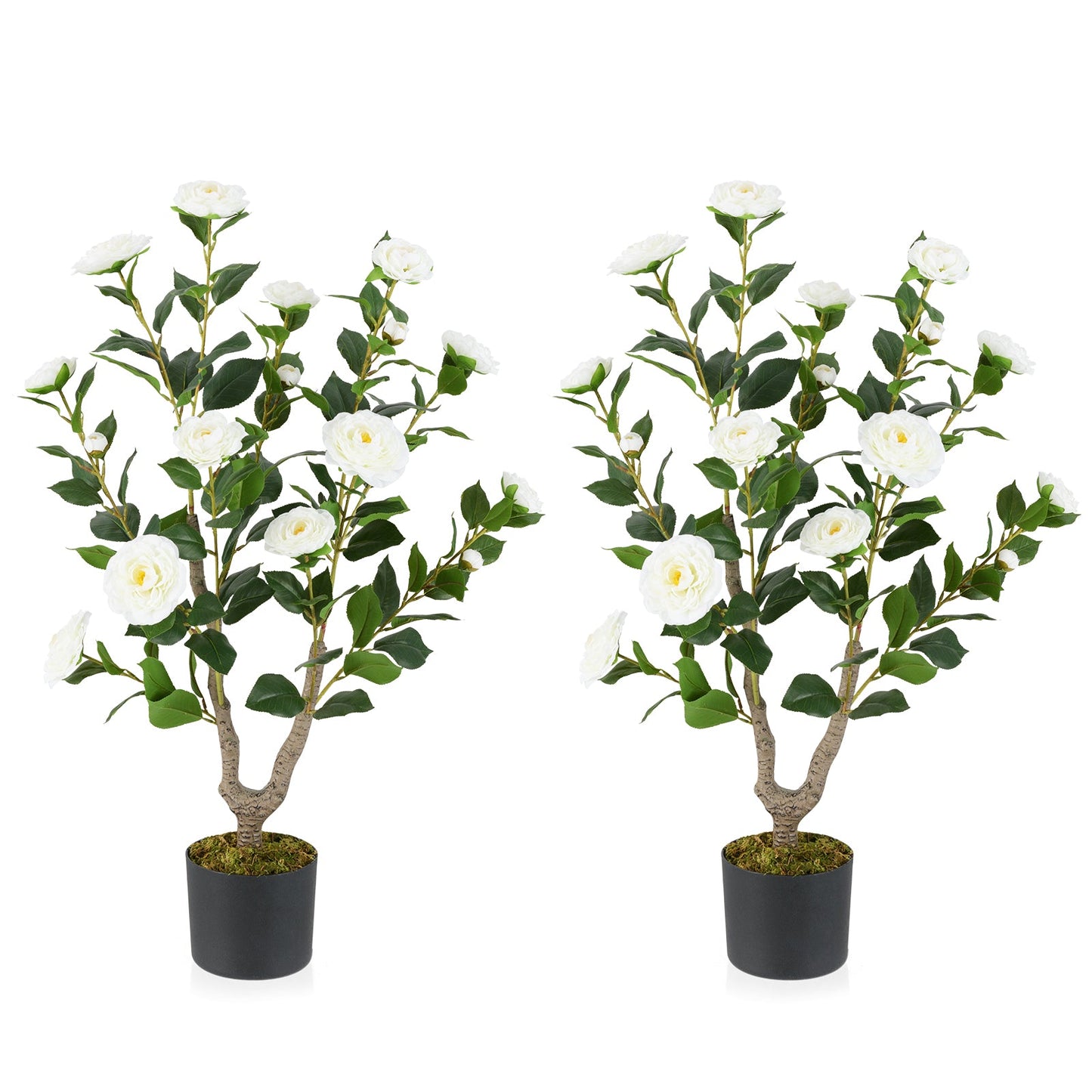 36 Inch Artificial Camellia Tree with Blooming Flower 2 Pack