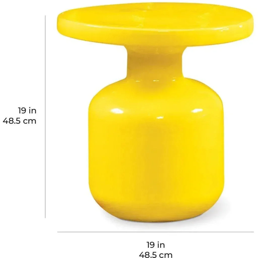 Bottle Accent Table - White Outdoor End Table
