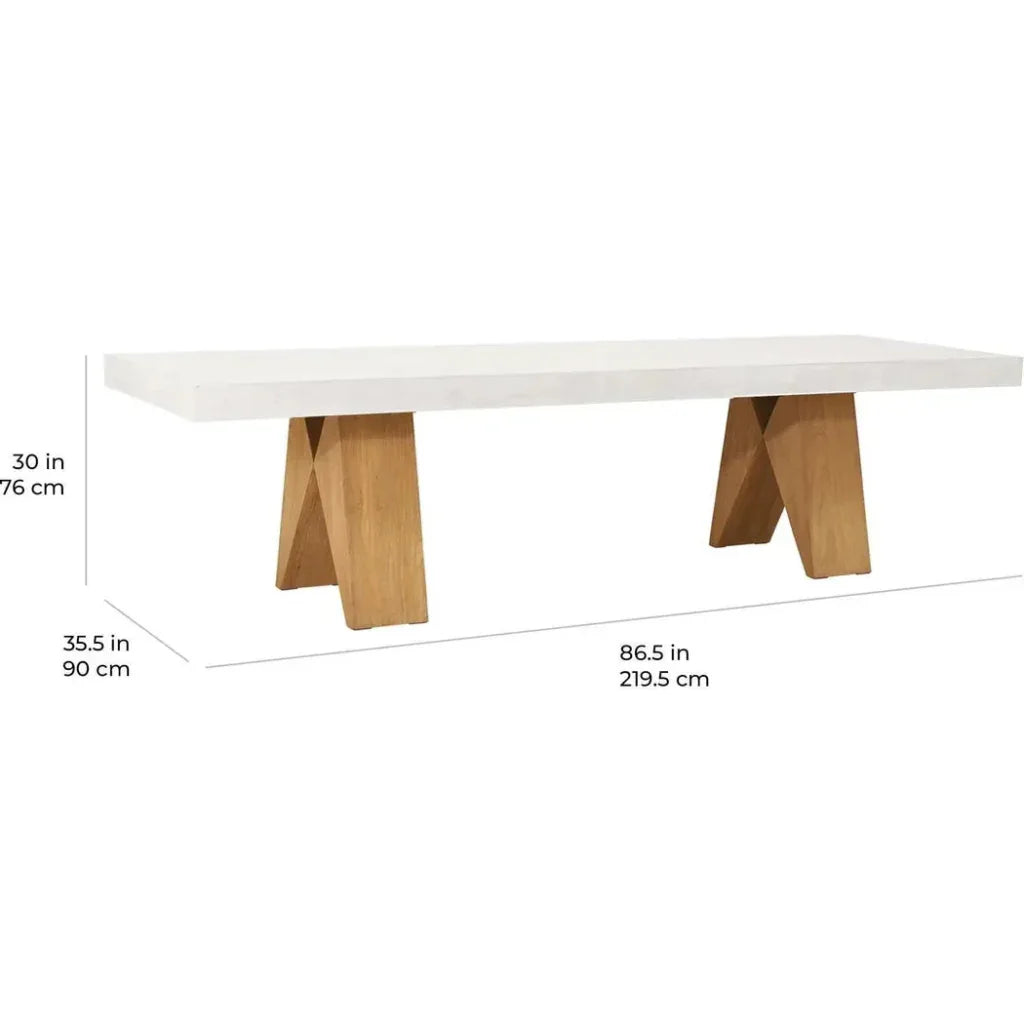 Clip 87 in Concrete White Outdoor Dining Table