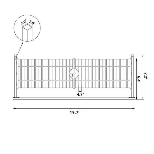 20 ft Steel Farm Driveway Gate
