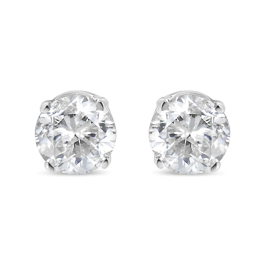 14K White Gold 1/4 Cttw Lab Grown Diamond 4-Prong Classic Solitaire Stud Earrings (G-H Color, VS2-SI1 Clarity)