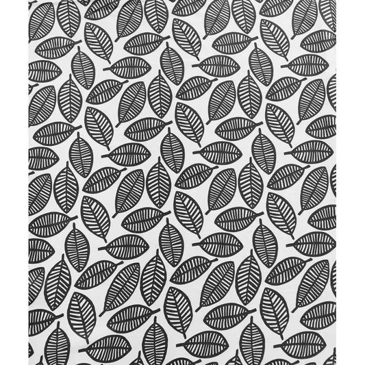 72-inch Black White Leaf Pattern Shower Curtain in 100-Percent Polyester Fabric