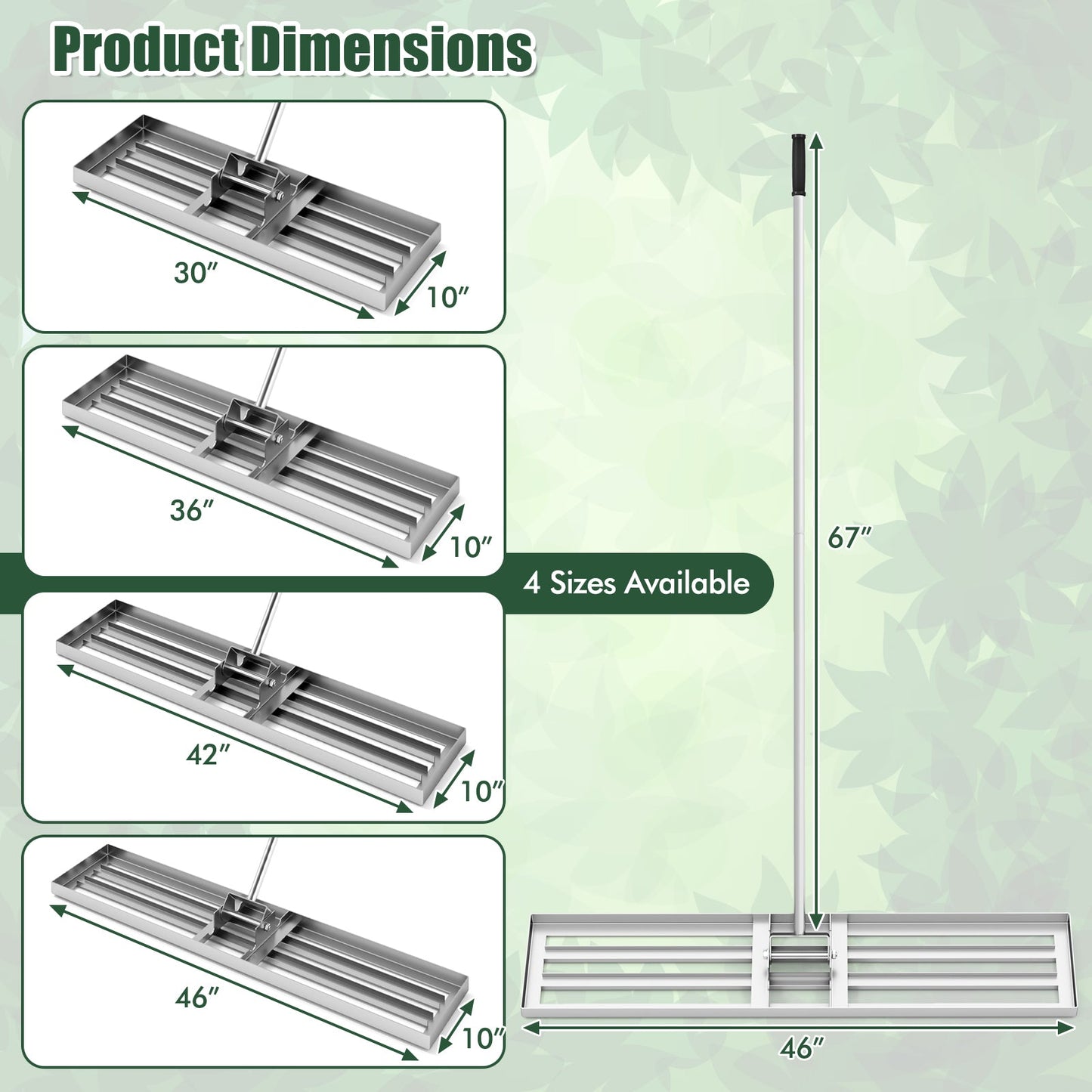 Lawn Leveling Rake 46 x 10 Inch Heavy Duty Lawn Level Tool for Soil