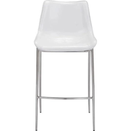 Magnus Bar Chair (Set of 2) White & Silver