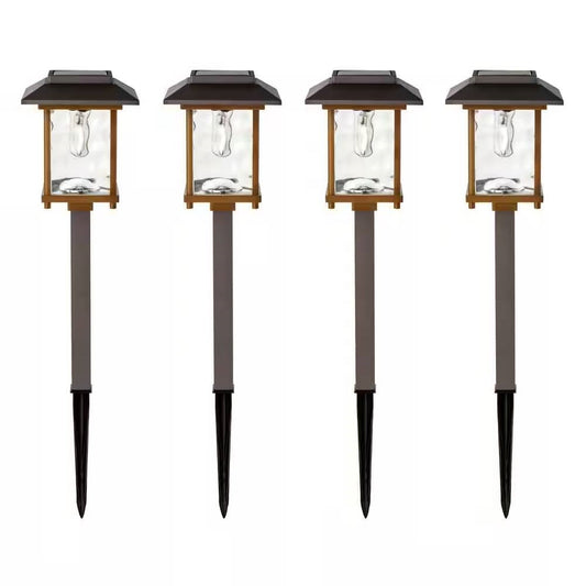 4 Pack - Bronze Gold Solar LED Light Set - Outdoor Path Yard Lighting