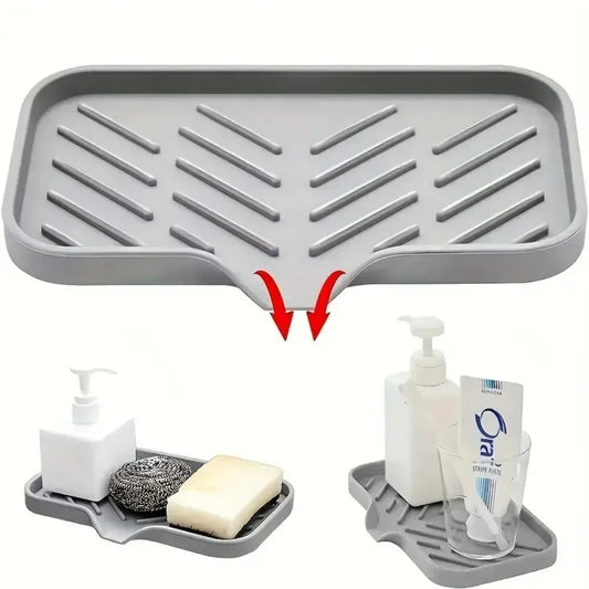 Kitchen Sink Sponge Holder Silicone Soap Dish Bar Soap Holder Self Draining Anti-slip Storage Rack Bathroom Kitchen Supplies