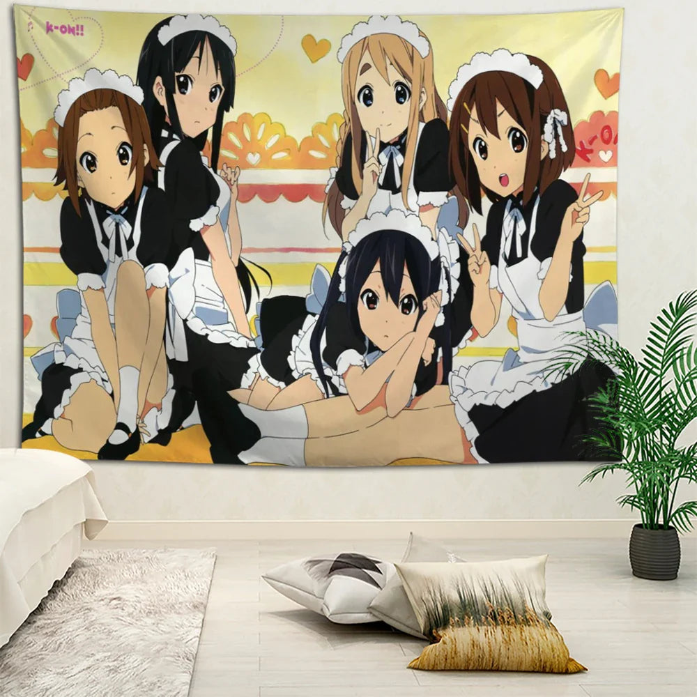 K-ON!Anime Tapestry Wall Hanging Bohemian Wall Tapestries Mandala Home Decor Accessories