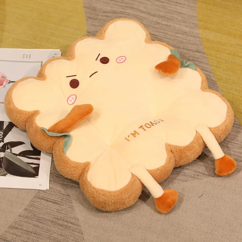 Comfy Cartoon Toast-Shaped Seat & Back Cushion – Washable Anti-Fatigue Pillow for Home/Office/Car (Perfect Gift for Christmas)
