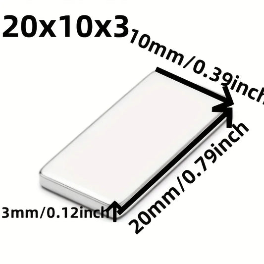 20/50pcs Magnets, 20x10x3mm, Rectangular Magnets for Industrial Use, Metal Material, No Battery Required