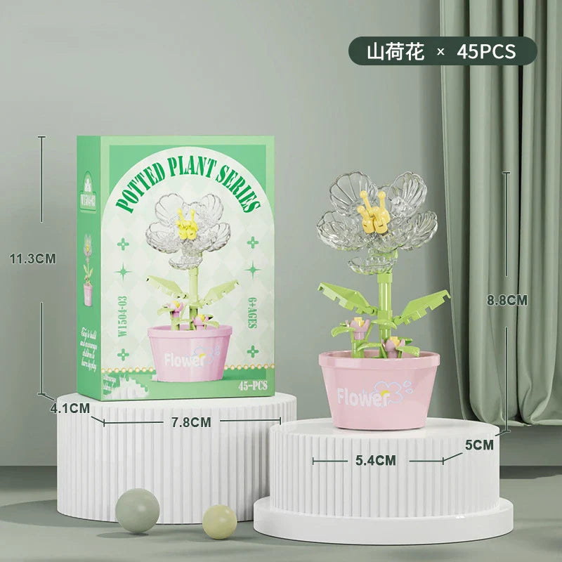 Flower Bouquet Mini Particle Building Blocks Flower Kit 3D DIY Creative Plants Micro Bricks for Home Decor Girl Gift Adults Kids
