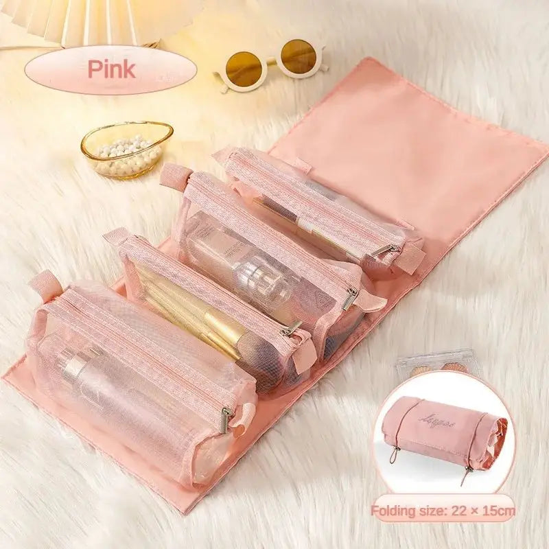 Detachable4 in One Makeup Bag Multifunctional and Minimalist Travel WOMEN'S Foldable Travel Cosmetics Storage and Washing Bag