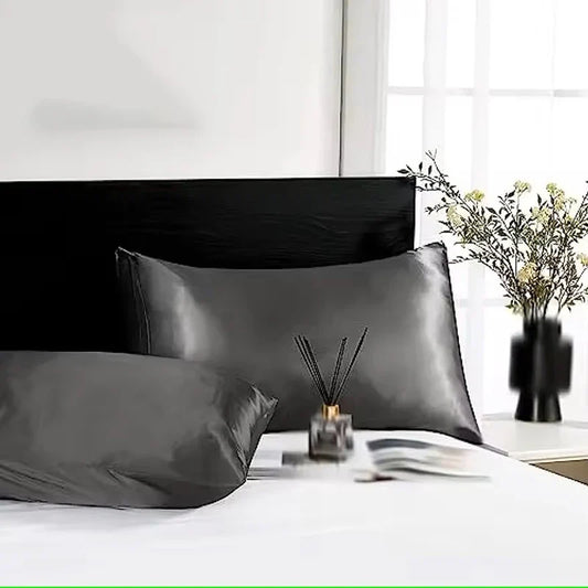 2pcs Satin Silk Pillowcase for Hair and Skin, Coral Pillow Cases Standard Size Set of Super Soft Pillow Case