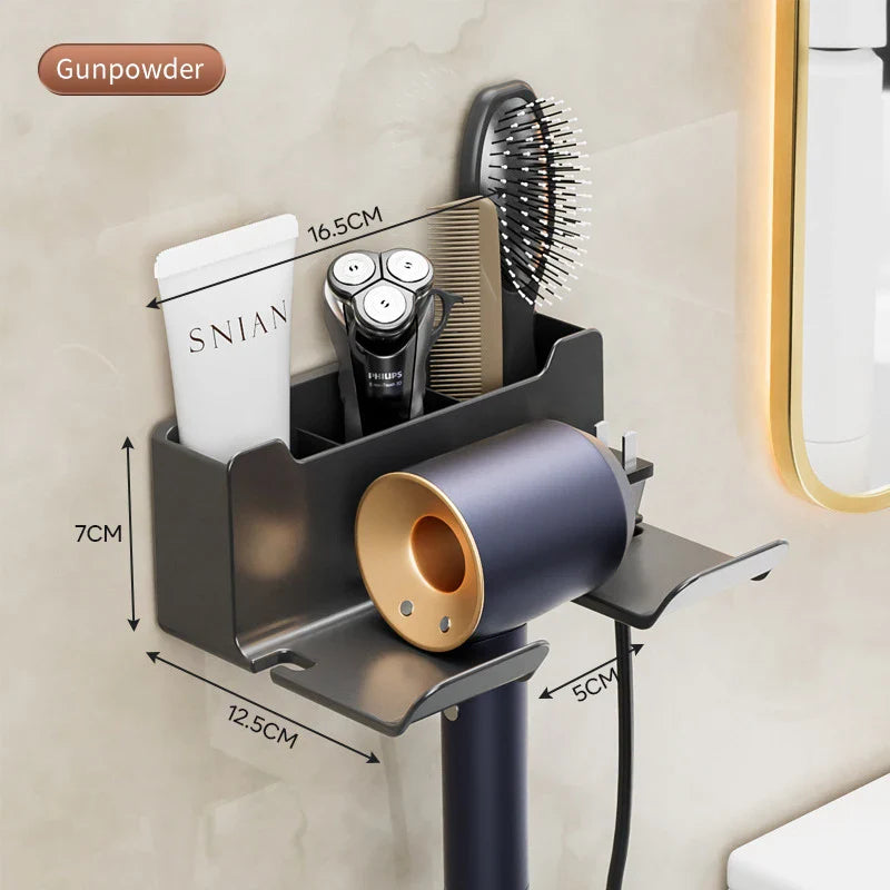 Hair Dryer Holder Wall Mounted Wall Dryer Cradle white black greyHairdryer Blow Dryer Organizer for Bathroom Bathroom Shelves