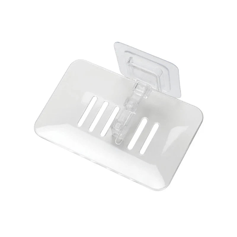1PC Transparent Drain Soap Holder No Punch Paste Wall Mounted Shower Toilet Suitable For Plastic Storage Box