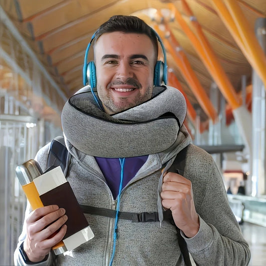 1 pc Ergonomic U-Shaped Travel Pillow – Soft, Durable Neck Support for Airplanes, Trains, Cars & Office Naps – Portable Pillow