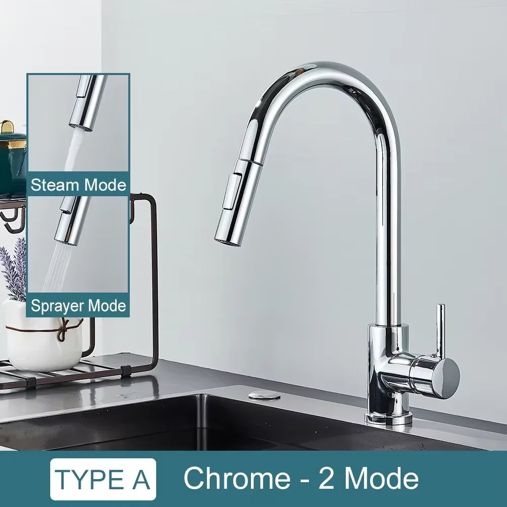 Brushed Nickle Kitchen Faucet Pull Out Stainless Steel Black Kitchen Mixed Tap Kitchen Sink Tap