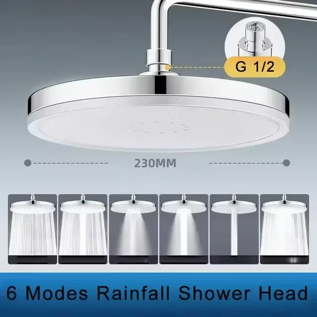 High Pressure Top Rain Shower Heads 6 Modes Rainfall Shower Head Bathroom Shower Faucet Accessories With Filter