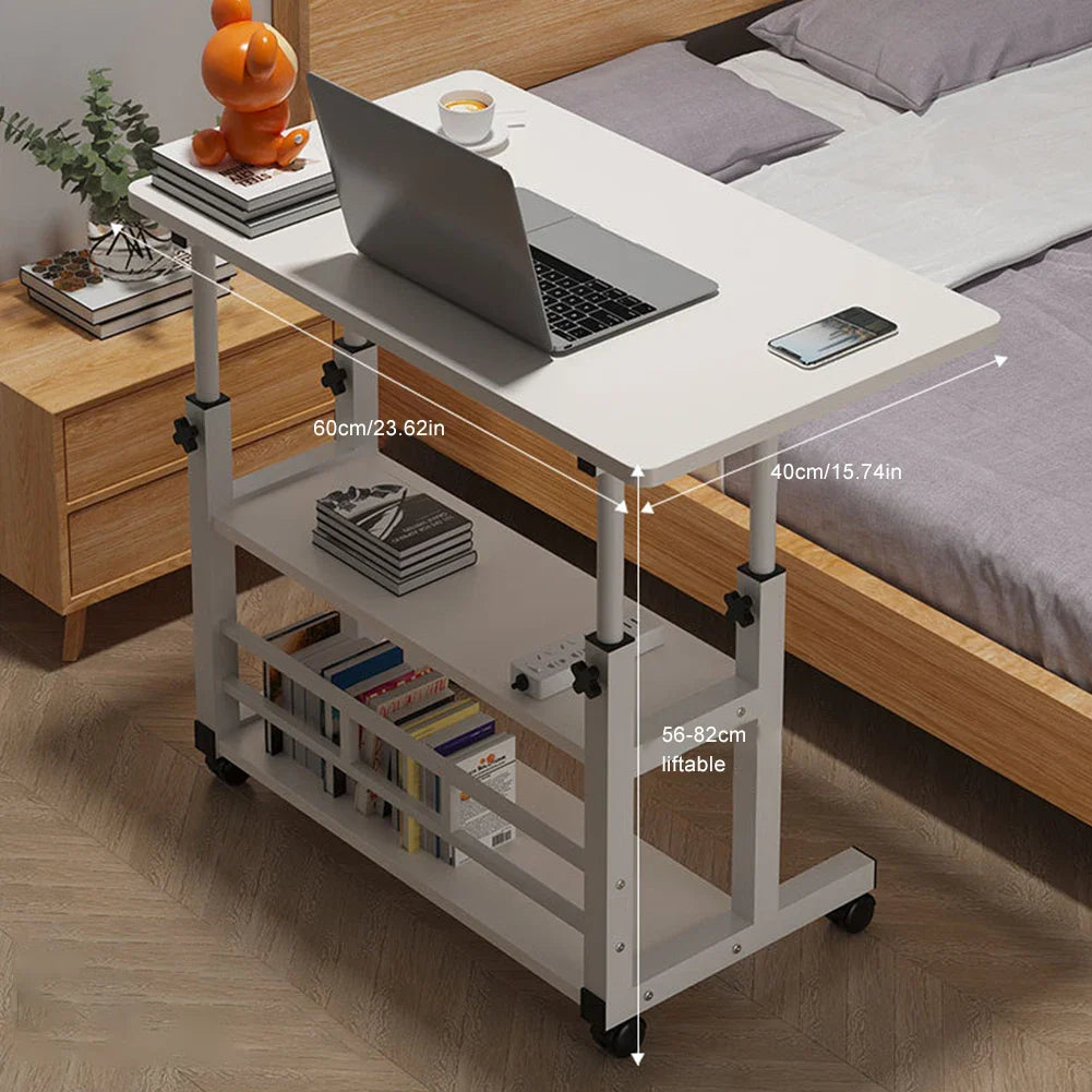 Small Office Desk Adjustable Height Side Mobile Stand Up Desk with Wheels Portable Rolling Desks Laptop Computer Bedside