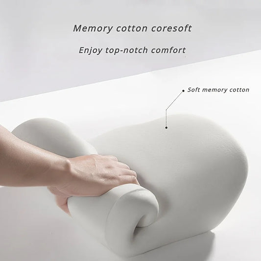 1pc Memory Foam Seat Cushion Set - 2-in-1 Lumbar & Seat Pillow for Office/Car,Grey & Black, Holiday Gift for Back Pain Relief