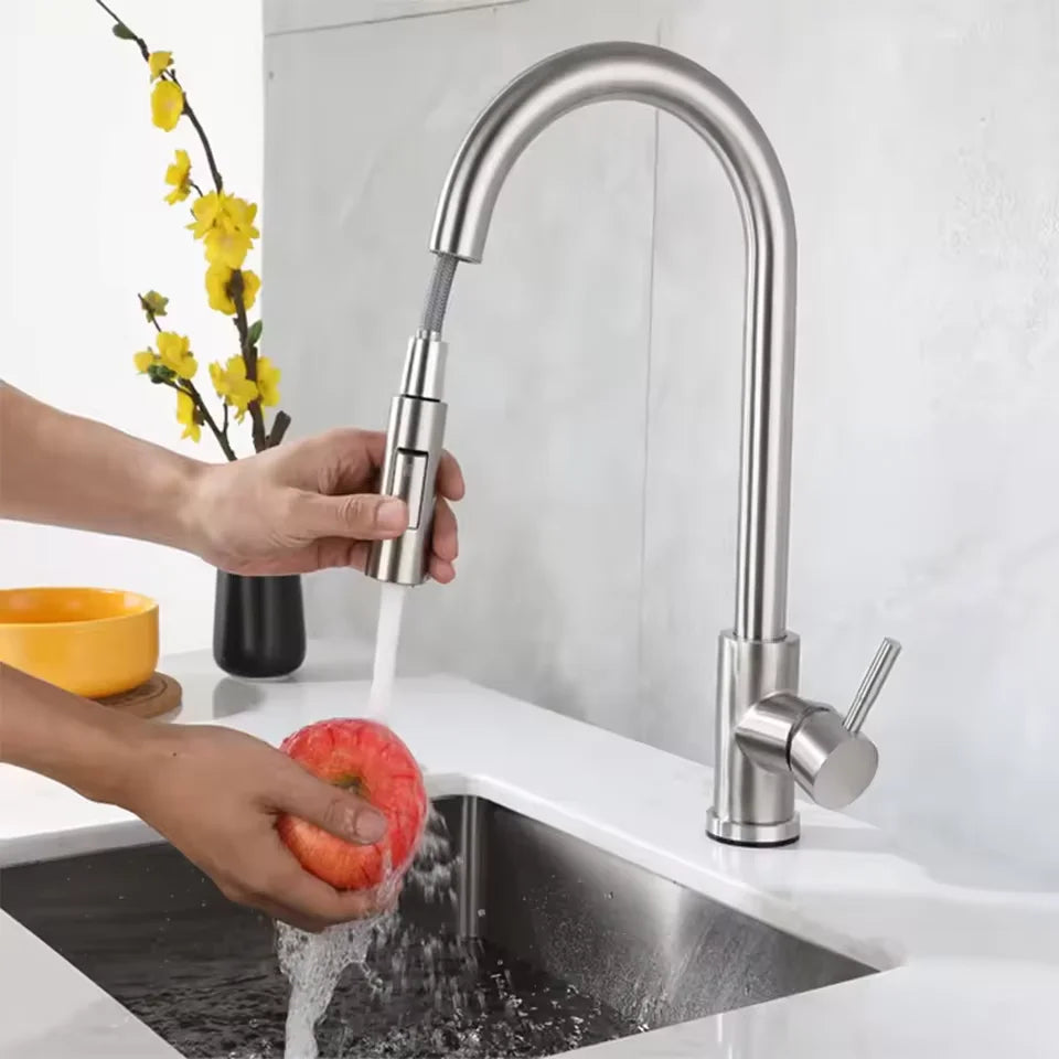 Stainless Steel Kitchen Faucet Pull Out Brushed Nickle Black Kitchen Mixed Tap Kitchen Sink Tap