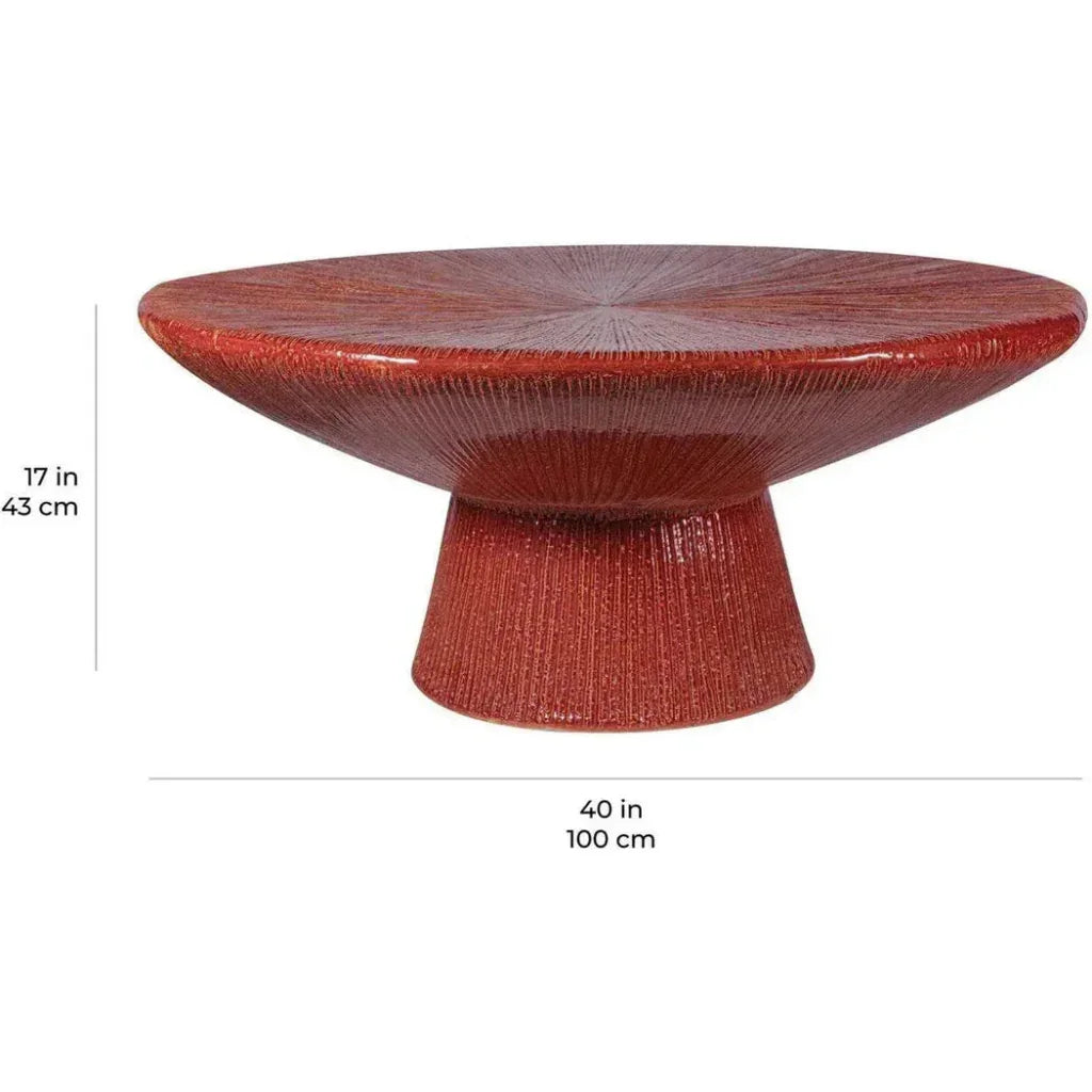 Sunburst Black Ceramic Outdoor Coffee Table