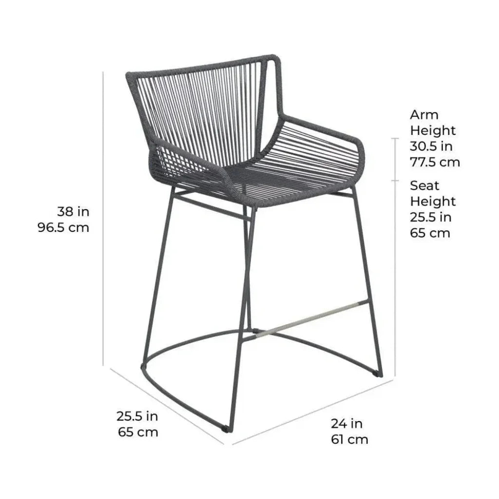 The Dane Dark Gray Patio Counter Stool 2PC