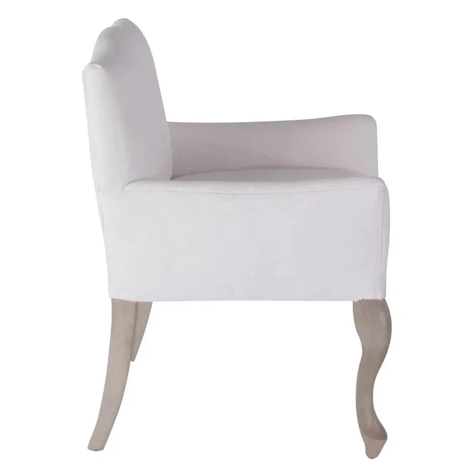 Pallais White Fabric Dining Armchair
