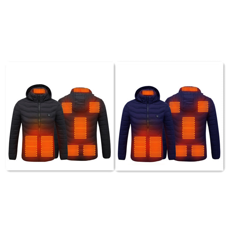 Men's Intelligent 8-zone Heating Stand Collar Hooded Lightweight Heating Insulation Jacket