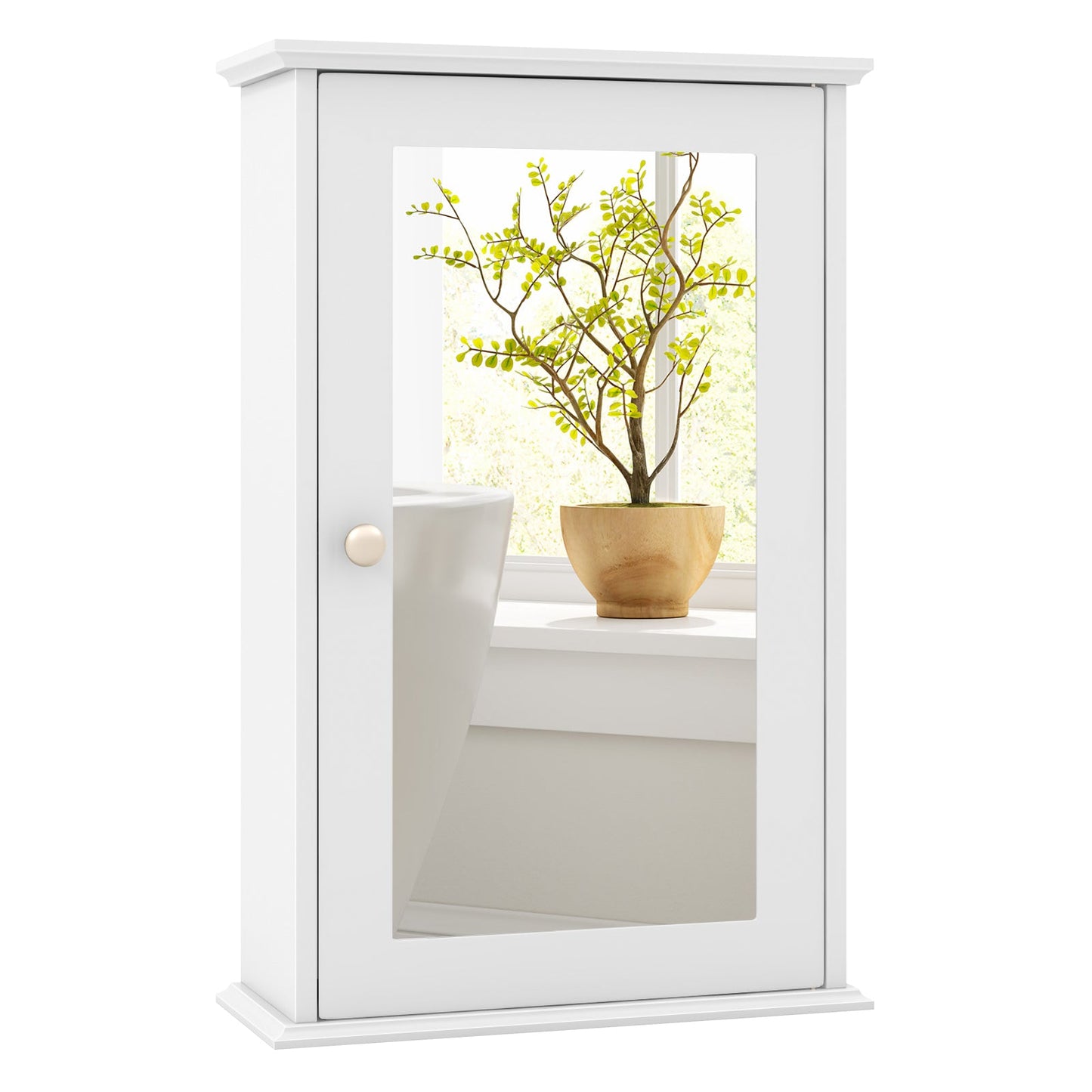 Bathroom Wall Cabinet with Single Mirror Door