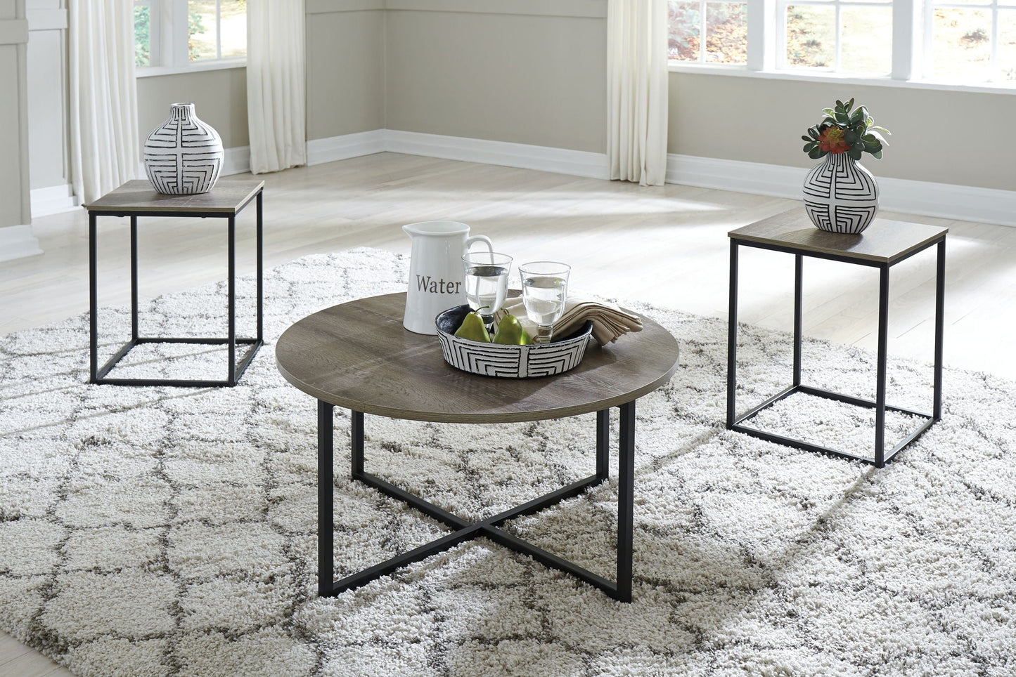 Wadeworth - Occasional Table Set (Set of 3) - Brown / Beige