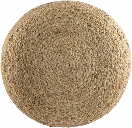 Lavertezzo Brick Red Knitted Beige Cotton Pouf