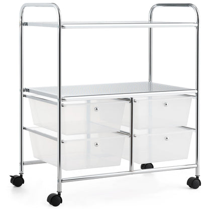 Mobile 4 Drawers Shelves Rolling Storage Cart Rack
