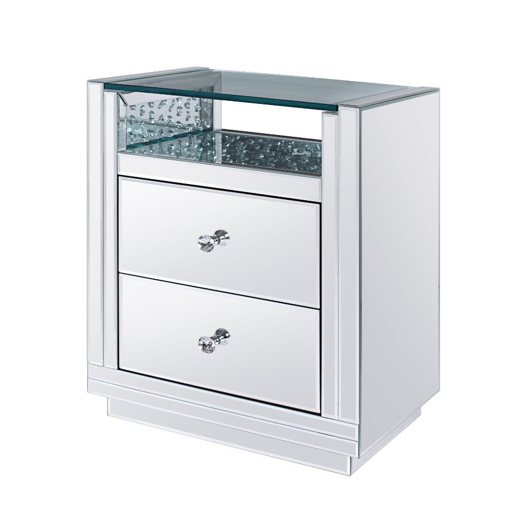 Nysa - 20" X 14" Accent Table - Mirrored & Faux Crystals
