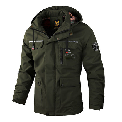 Fashion Men's Casual Windbreaker Jackets Hooded Jacket Man Waterproof Outdoor Soft Shell Winter Coat Clothing Warm Thick Tops