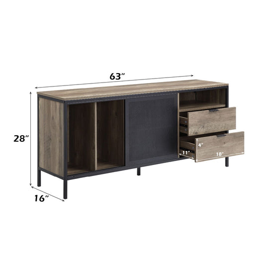 Nantan - 28" TV Stand - Rustic Oak & Black