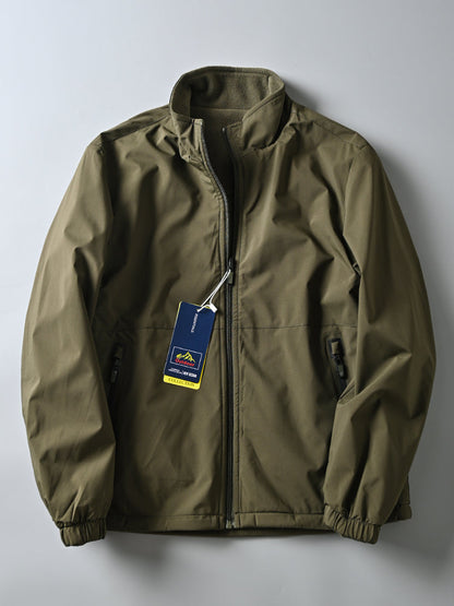 Men's Windproof Waterproof Velvet Warm Stand-up Collar Jacket