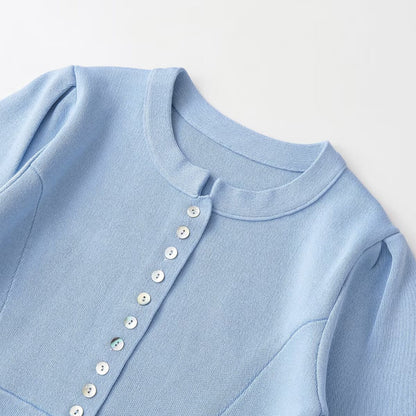 Chic And Stylish Round-neck Bubble-knit Cardigan Jacket