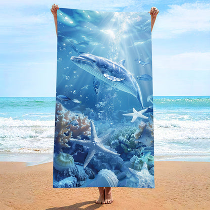 Moisture Absorption Quick-drying And Soft Skin-friendly Double-sided Velvet Beach Towel Polyester Brocade