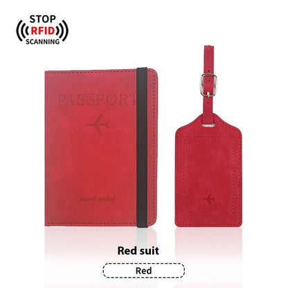 PU Leather Anti-magnetic Passport Holder Luggage Tag Suit