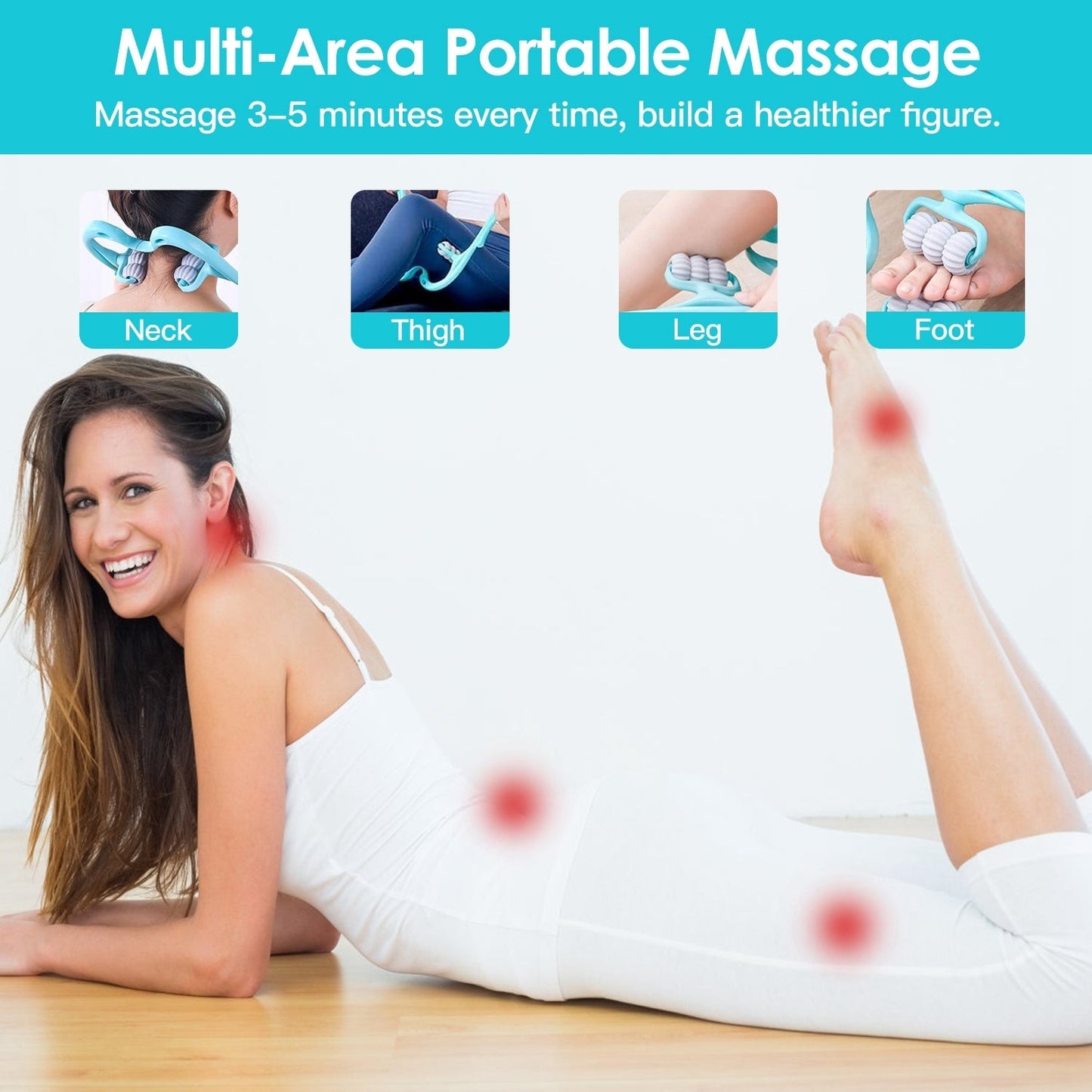 1Pc Neck Roller Massager 360 Rotatable Trigger Point Roller Portable Massager With 6 Balls For Neck Leg Thigh Foot Pain Relief