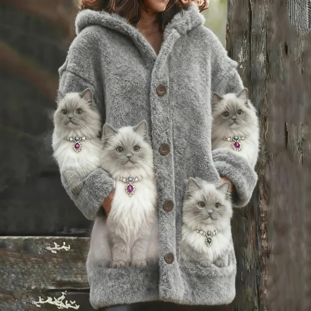 Cozy Fleece-Lined Hooded Cardigan Flannel Jacket