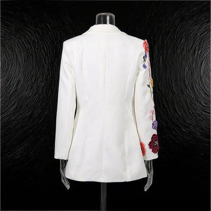 Elegant Womens Suit With 3D Floral Embroidery